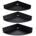 Demigo Corner Shelf Wall Mount Set of 3, Solid Acacia Wood Round Floating Corner Shelves for Storage and Display, Hanging Wood Shelves for Bedroom, Kitchen, Living Room, Bathroom (Black)