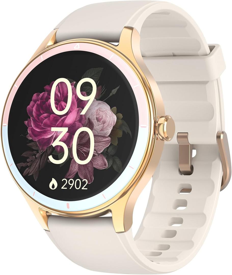 Smart Watch for Women, iPhone & Android Compatible, Heart Rate SPO Sleep & Womens Health Tracking, 100+ Sports Modes, Waterproof Fitness Smartwatch with Custom Watch Faces & Long Battery Life (Gold)