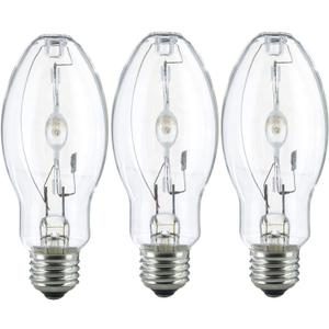 Bluex Bulbs (3 Pack MH175/U/MED 175W Metal Halide Bulb Pulse Start ED17 Medium Base E26 Clear HID Lamp 14000 Lumens