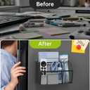 YINGHUA Magnetic Desk Organizer - 3 Compartment Metal Mesh Pen Holder for Locker, Whiteboard, Refrigerator, Office - Black Caddy