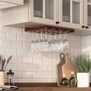 Rustic State Eze 4 Sectional Under Cabinet Mount Wood Stemware Rack Hanging Shelf Glassware Holder Bar Organizer with up to 12 Wine Glass Storage 12 Inch Deep Chestnut