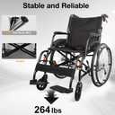 Wheelchairs for Adults, WHLICKS 2025 Premium Comfortable Transport Wheelchair Lightweight Foldable25lb Portable Transfer Chair for Seniors with Swing-Away footrests and Anti Tipper, 264lb Capacity
