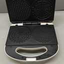 Mini Pizzelle Maker Machine with a 3'' Cutter, Mini Stroopwafel Iron, Bake 2 x 4'' Pizzelles or 3'' Stroopwafels, Excellent for Holiday, Party, Dessert Treat Making & More