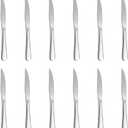 12-Piece Bright Silver Steak Knives Set, Stainless Steel Serrated Dinner Knives, Dishwasher Safe