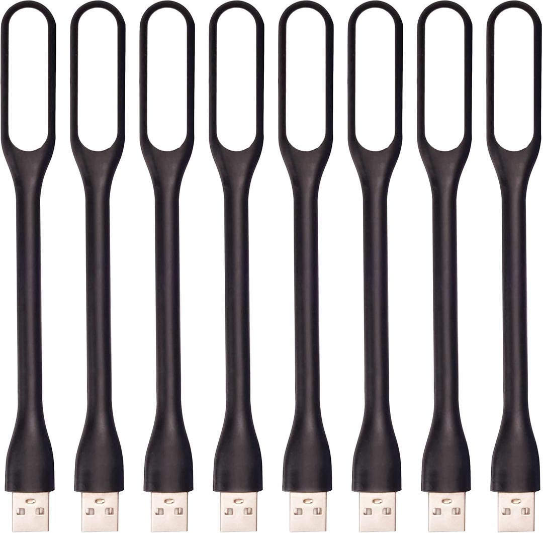 Flexible Mini USB LED Lamp Light Portable Night Light Compatible for Power Bank, Laptop, Notebook, Reading, Computer Keyboard USB Reading Light (8-Black)