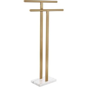 KOKOSIRI Standing Towel Rack for Bathroom Floor 2-Tier Towel Holder Free Stand with Heavy Marble Base Thicken Steady Champagne Bronze Stainless Steel THS0005-CPG