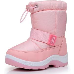 Felabo Toddler Snow Boots for Boys Girls Water Resistant Warm Winter Boots with Non Slip Sole Easy On Side Zipper Closure (Toddler 10, Pink)
