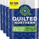 Quilted Northern Ultra Soft & Strong Toilet Paper, 32 Mega Rolls = 128 Regular Rolls, 5X Stronger*, Premium Soft Toilet Tissue with Recyclable Paper Packaging