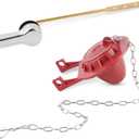 Hibbent Universal Front Mount Toilet Handle Replacement Kit with 2-inch Universal Toilet Flapper, Stainless Steel Flapper Chains, Chrome Finish Toilet Trip Lever and Red Toilet Flapper Replacement Kit