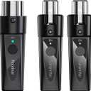 Wireless XLR Microphone System 2 Transmitters & 1 Receiver Dual-Input Wireless Mic Kit for Dynamic & Condenser Mics (Phantom Under 24V) Low Latency, 4-Channel Digital (2.4 GHz)