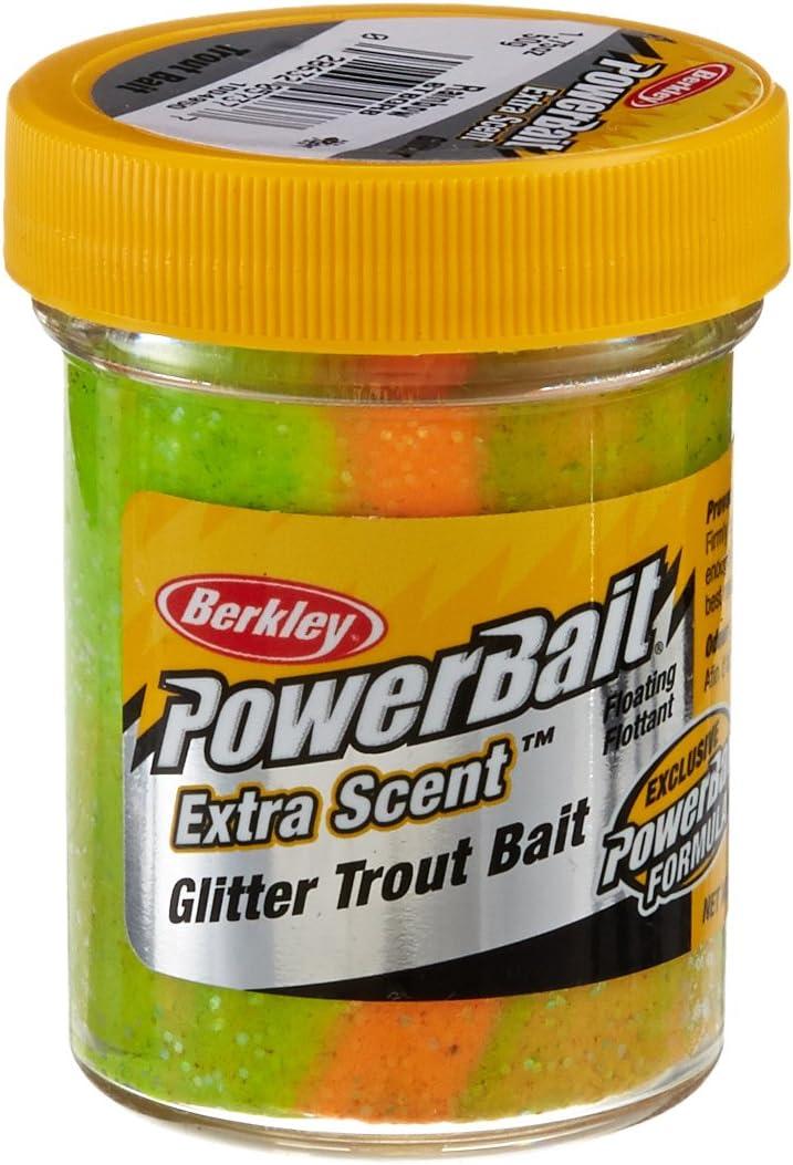 Berkley PowerBait Glitter Trout Bait, Silver Vein, Fishing Dough Bait, Scent Dispersion Technology, Irresistible Scent and Flavor, Moldable and Easy to Use, Rainbow