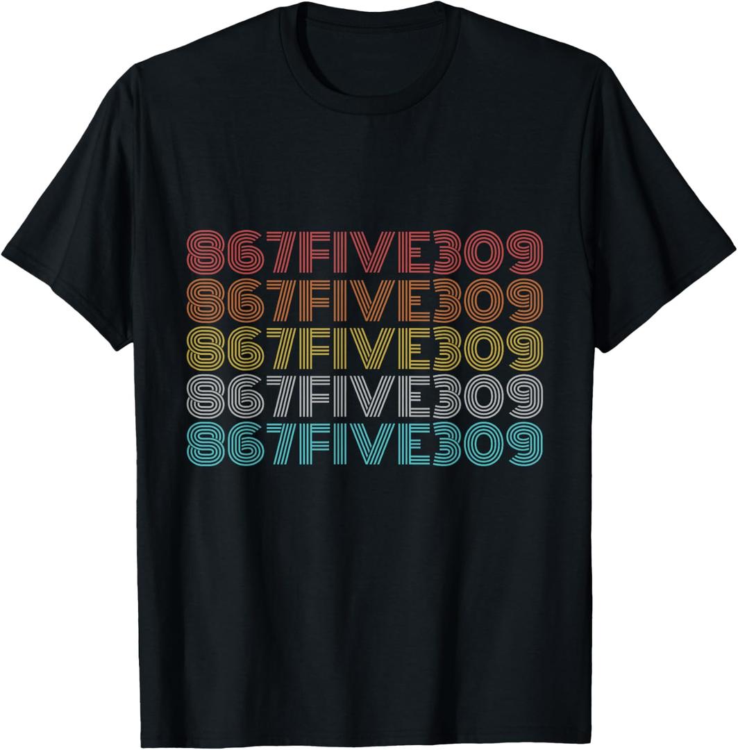 Retro Vintage 867FIVE309 Shirt 8675309 T-Shirt (S, Black)