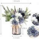 Fake Flowers in Vase, Artificial Flowers Blue Faux Flowers for Vase, Silk Flowers Blue Flowers Table Centerpieces for Dining Room, Kitchen, Office, Farmhouse Decor - Blue White (Grey)