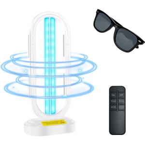 Feefir UV Light Sanitizer,4-Speed Timing and Remote Control UVC Home Disinfection Device,Portable Ultraviolet Light Sanitizer Effectively Mold Remover and Dust Mites,UV Lamp for Whole Room,White