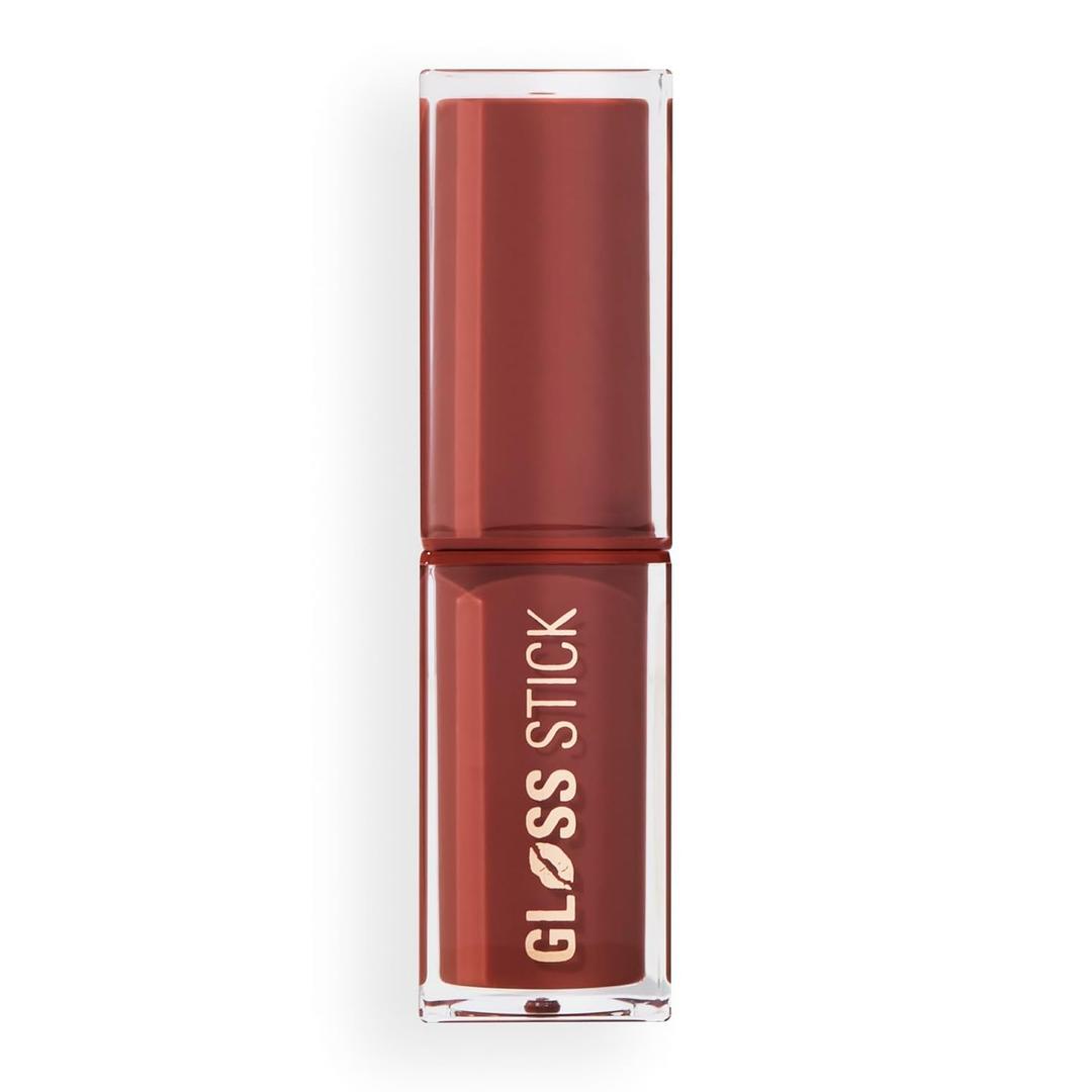 Revolution Beauty London, Pout Lip Gloss Stick, Pigmented High-Shine Formula with Hyaluronic Acid & Vitamin E, Vegan & Cruelty-Free, Shimmer Toasted Caramel, 0.1 fl oz
