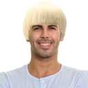 Short Mushroom Wig for Men-Synthetic 60s Bowl Cut Wigs for Anime Movie Music Costume Halloween Cosplay Party (Blonde)