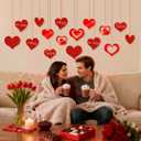 2 x Valentines Day Decorations, 16PCS Glitter Hanging Hearts Decorations w/Mixed Sizes, Double-Sided Thick Paper Red Heart Ornaments, Valentines Decor for Home Office Window Wall Party Favors