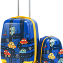 2Pc Kid Carry On Luggage Set, 12" & 18" Kids Suitcase with 4 Spinner Wheels, Travel Rolling Trolley