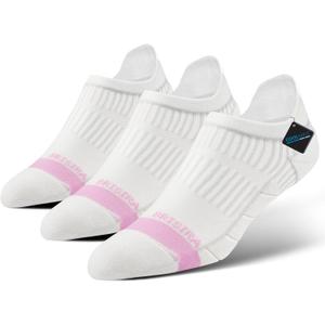 BRISIRA Coolmax Bamboo Viscose Women Compression Running Ankle Socks No Show Athletic Wicking Thick Cushioned Arch Support (8-10, 3 Pairs White)