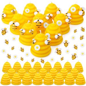 Amyhill 25 Pcs Bee Baby Shower Party Favors Bulk Yellow Bee Candles Favors Gender Reveal Party Decorations Honeycomb Thank You Gift for Guest Baby Shower Game Prizes