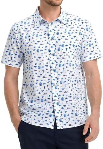 M MAELREG Mens Hawaiian Shirts Short Sleeve Button Down Tropical Beach Floral Solid Print Summer Vacation Mens Casual Shirts, 3XL