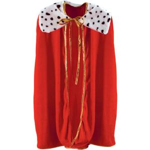 Beistle Child Size Red King Queen Robe, Fantasy Prince Princess Medieval Halloween Costume Cape Mardi Gras Accessory, 33"