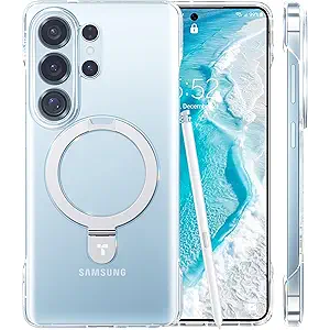 TORRAS Ultra Slim for Samsung Galaxy S26 Ultra Case Clear with Magnetic Stand, Never Yellow Fit for MagSafe Openedge Frameless Thin Minimalist for S26 Ultra Case with Kickstand, Hard Protection