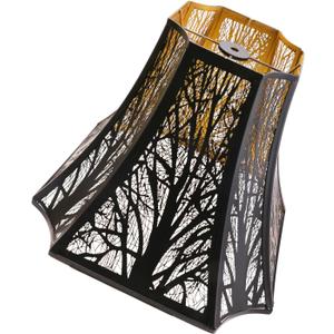 Lampshade Large Lamp Shade (6.2+6.2)" Top x (13+13)" Bottom x 10.8" High (Spider) Metal Black Gold Lamp Shades for Table Lamp, Floor Lamps and Living Room Lights, Forest Etched Lampshades Replacement
