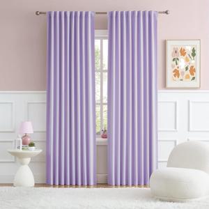 DUALIFE Lavender Curtains Room Darkening, Rod Pocket and Back Tab Thermal Insulated Drapes 52x90 Inch, 2 Panels