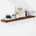 Fun Memories 55 Inch Floating Shelves - 9 Inch Deep Rustic Wooden Wall Shelves - Extra Deeper & Thicker Wall Mounted Storage Shelf for Living Room, Kitchen, Farmhouse - 55" W x 9" D x 1.8" H - Brown