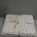 MooMee Striped Duvet Cover Set 100% Washed Cotton Linen Like Textured Breathable Durable Soft Comfy (White Tannish Linen Grey Wide Stripes, Oversized Queen 98"x98")