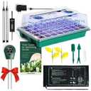 Seed Starter Kit with Grow Lights & Heat Mat 40-Cell Seed Starter Tray, Humidity Dome, Soil Moisture Meter & Sticky Gnat Traps Indoor Greenhouse & Plant Propagation Station