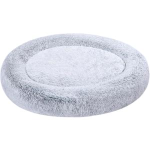 Amazon Basics Donut Pet Bolster Faux Fur Bed for Dog, Grey, 45" x 45"