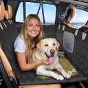 Waterproof Dog Car Seat Cover for Back Seat with Hard Bottom – Medium Sized Dog Hammock for Truck, SUV, Sedan – Backseat Cover for Dogs in a Car – Pet Backseat Extender for Dogs with 2 Storage Pockets