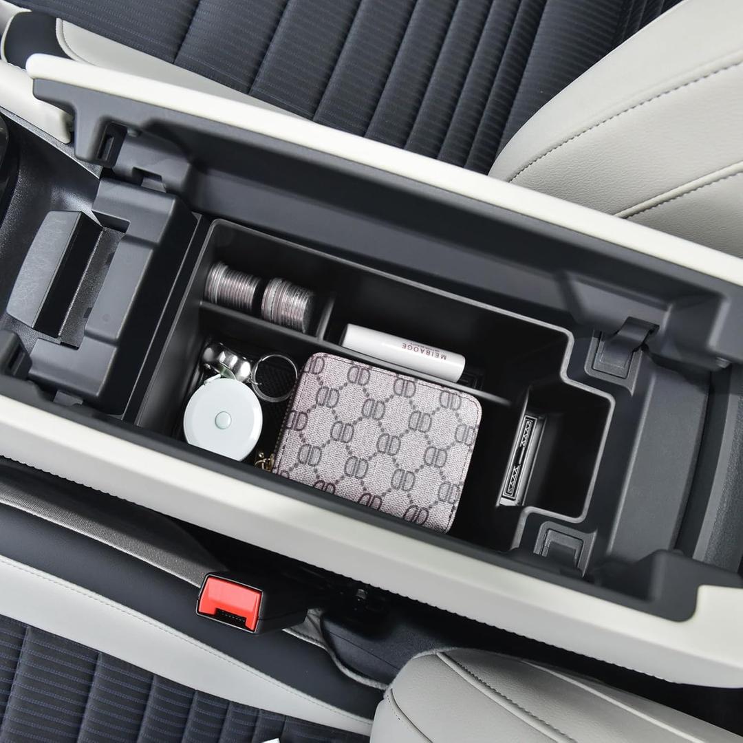 Center Console Organizer Compatible with 2021 2022 2023 2024 2025 Nissan Rogue Interior Accessories, ABS Material Armrest Storage Box Insert Tray (NOT FOR ROGUE SPORT), Black Trim