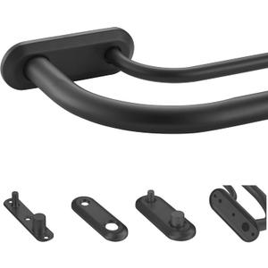 Double Curtain Rod for Windows 48 to 84 Inch,Adjustable Black Wrap Around Curtain Rod with Aluminum Double-deck Finials and Brackets,1"Front and 5/8" Back Blackout Curtain Rod