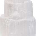 Himalayan Glow Selenite Crystal Lamp 20cm, Hand Curved Morocco |Skyscraper| Crystals and Healing Stones,(ETL Certified) with Wooden Base & USB Charging Cable For Healing Cleansing & Meditation