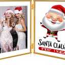 Sintuff 8" x 10'' Brass Double Picture Frame Clear Double Folding Hinged Frame Acrylic Memorial Photos Displayed Stand for Desktop Artwork Plants Specimen Graduation Christmas Gifts(Gold)