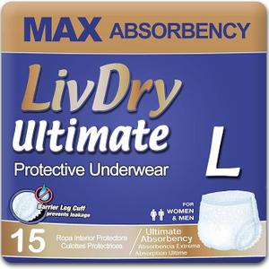 LivDry Large Ultimate Adult Incontinence Underwear, Max Absorbent Adult Diapers with Leak Protection, L - 60 packs LivDry Large Ultimate Adult Incontinence Underwear, Max Absorbent Adult Diapers with Leak Protection, L - 60 packs