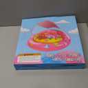 Baby Pool Float with Canopy, Inflatable Baby Swim Float with UPF50+ Sun Protection, Toddler Infant Pool Float with Toy Play Console Adjustable Safety Seat for Kids Girls Boys Aged 6-36 Months (Pink)