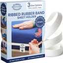RUBBER HUGGER Medium Size Elastic Bed Sheet Holder - Patented, Ribbed Rubber Band with 1 Bed Sheet Strap for Queen Adjustable Mattresses - Bedroom Accessories - Corner Straps (Medium - Queen Mattress)