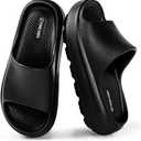 Platform Slides for Women and Men | Chunky Thick EVA Sole with Stable Support | Non-Slip for Daily Wear (9.5-10.5 Women/8-9 Men, Black)