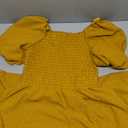 PRETTYGARDEN Women's Summer Casual Dresses 2026 Spring Puff Sleeve Square Neck A Line Flowy Boho Floral Smocked Midi Dress (Medium, Turmeric)