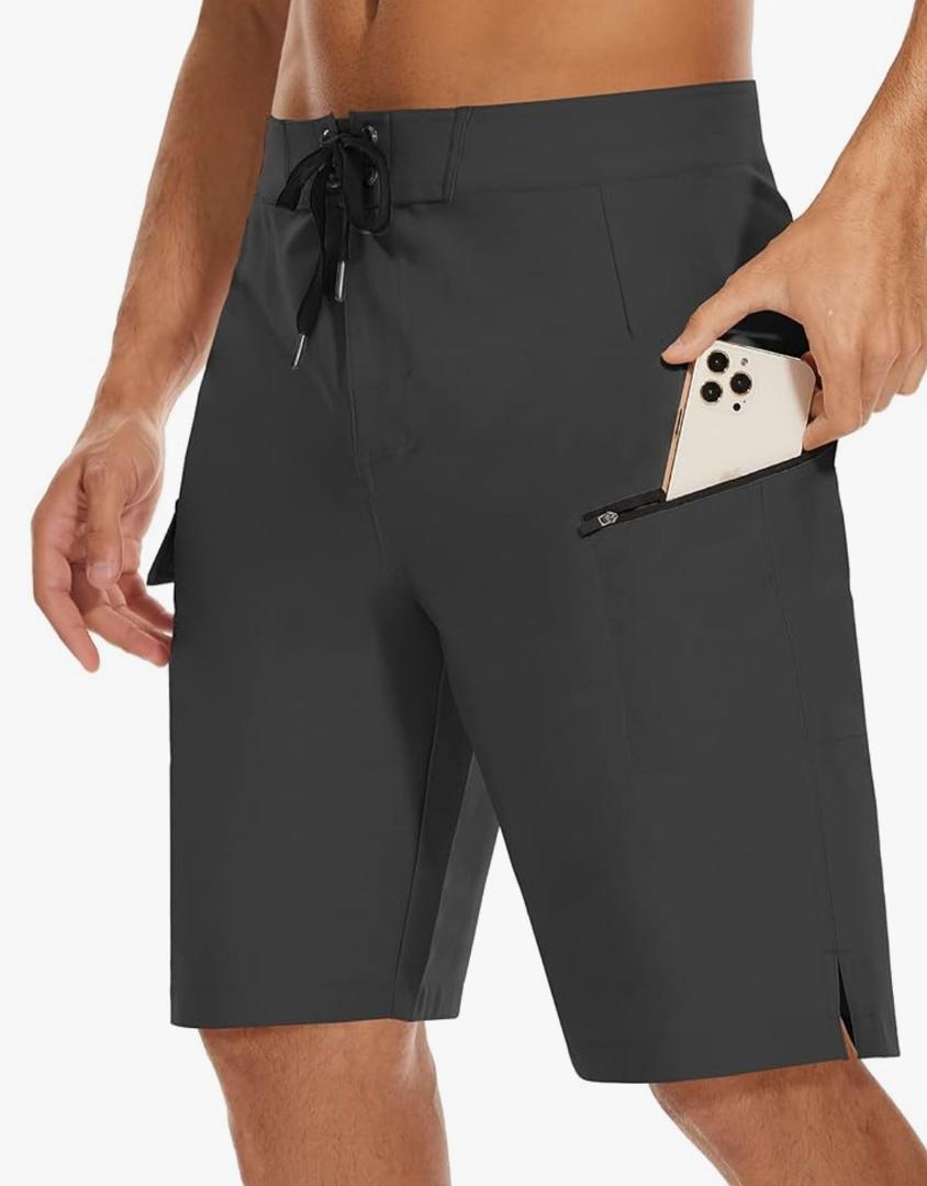 22" Men's Board Shorts Swimwear No Mesh Lining - Long Swim Trunks Surf Shorts Bathing Suit with Zipper Pocket UPF50+ Size 34