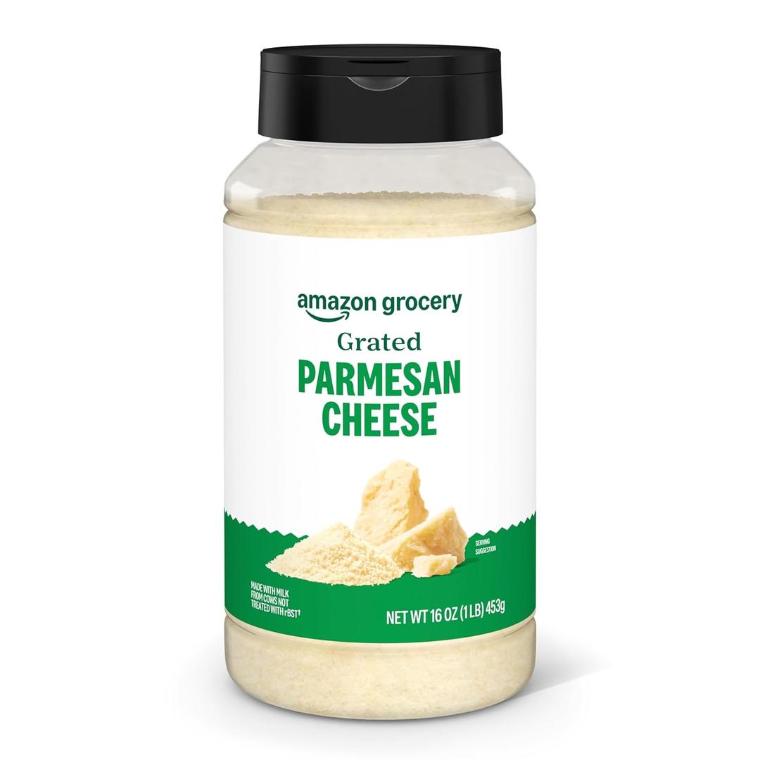 Amazon Grocery, Grated Parmesan Cheese Shaker, 16 Oz (Previously Happy Belly, Packaging May Vary) Best By Sept. 15, 2025
