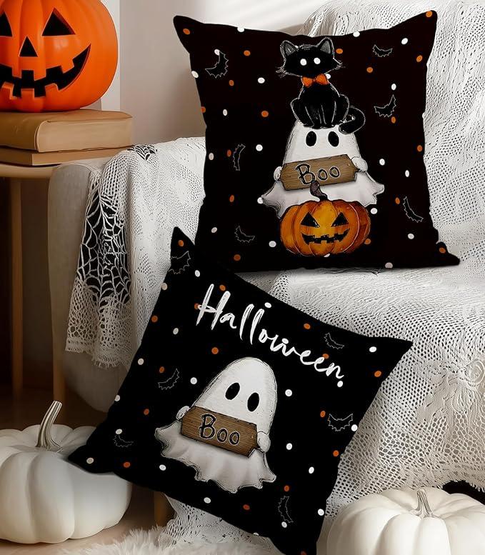 Halloween Pillow Covers 18x18 Set of 2 Throw Pillow Cases Soft Cushion Case Pillowcase for Chair Sofa Bedroom Living Room Home Decor, Polka