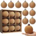 9 PCS Christmas Velvet Balls Flocked Xmas Tree Ball Ornaments Christmas Large Ball Set Xmas Tree Hanging Decoration 4 Inch, 6 Inch (Browm, 4inch)