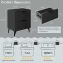 Wood Night Stand Set 2 Fluted Dresser for Bedroom 2 Drawers End Tables Nightstands Set of 2, Storage Modern Bedside Table Set of 2, Black Nightstand, 22.64" x 11.81" x 16.93"
