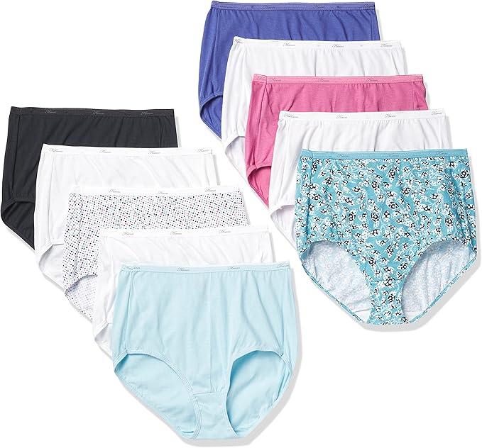 Hanes Women's Underwear, 10-Pack  Hi Cut Panty, Bikini Underwear, Assorted, 7 US (Pack of 10)