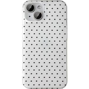 QLTYPRI Cute Phone Case for iPhone 15 Case Polka Dot Fashion Aesthetic Design for Women Girls, Slim TPU Shockproof Protective Phone Cover for iPhone 15 - White